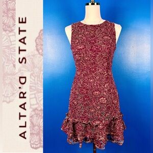 ALTAR'D STATE Sleeveless Ruffled Lace Fit & Flare Mini Dress, NWOT, Size Small